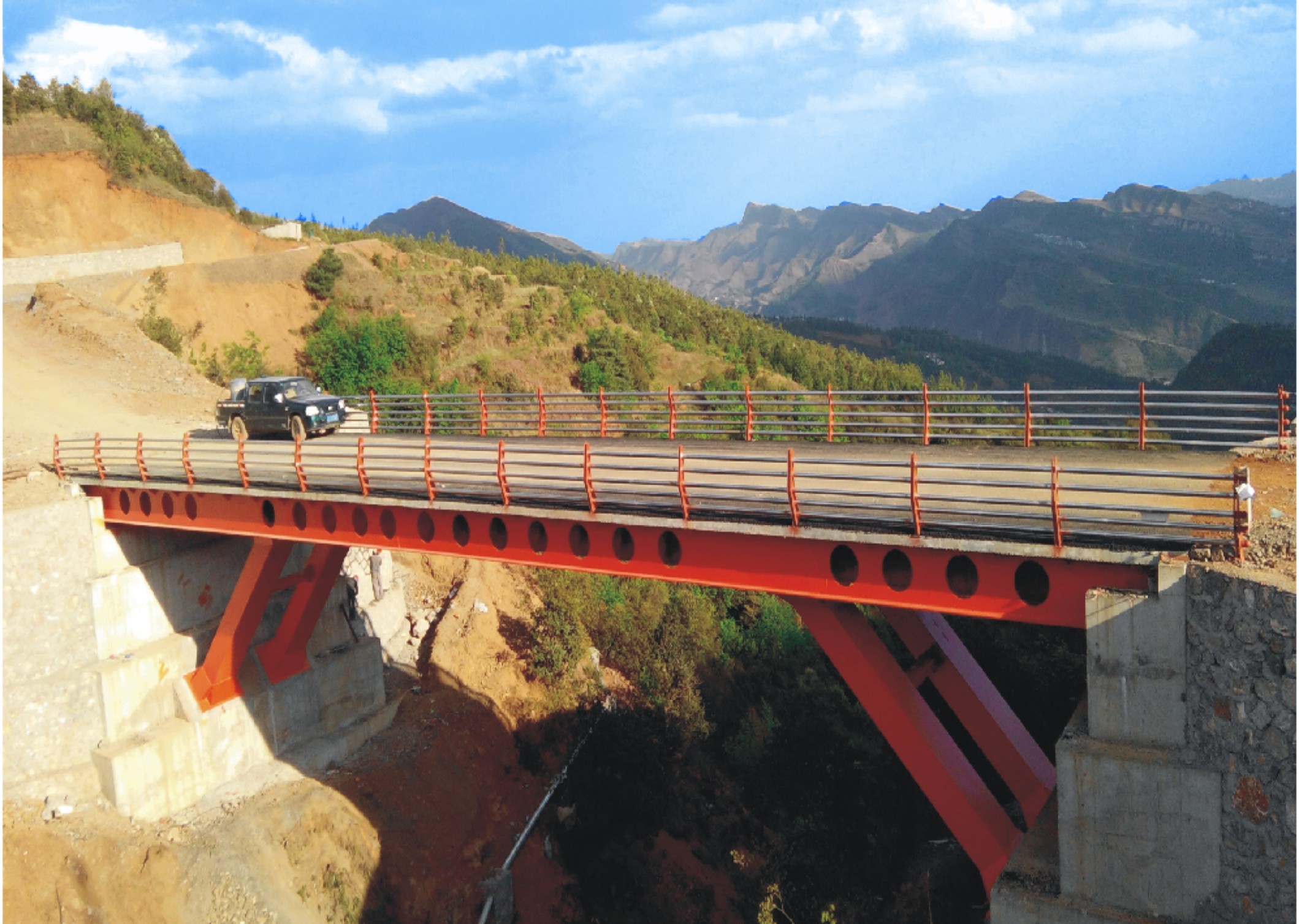 Steel bridge project of Jiaozi Peak Wind Farm in Panxian County, Guizhou Province