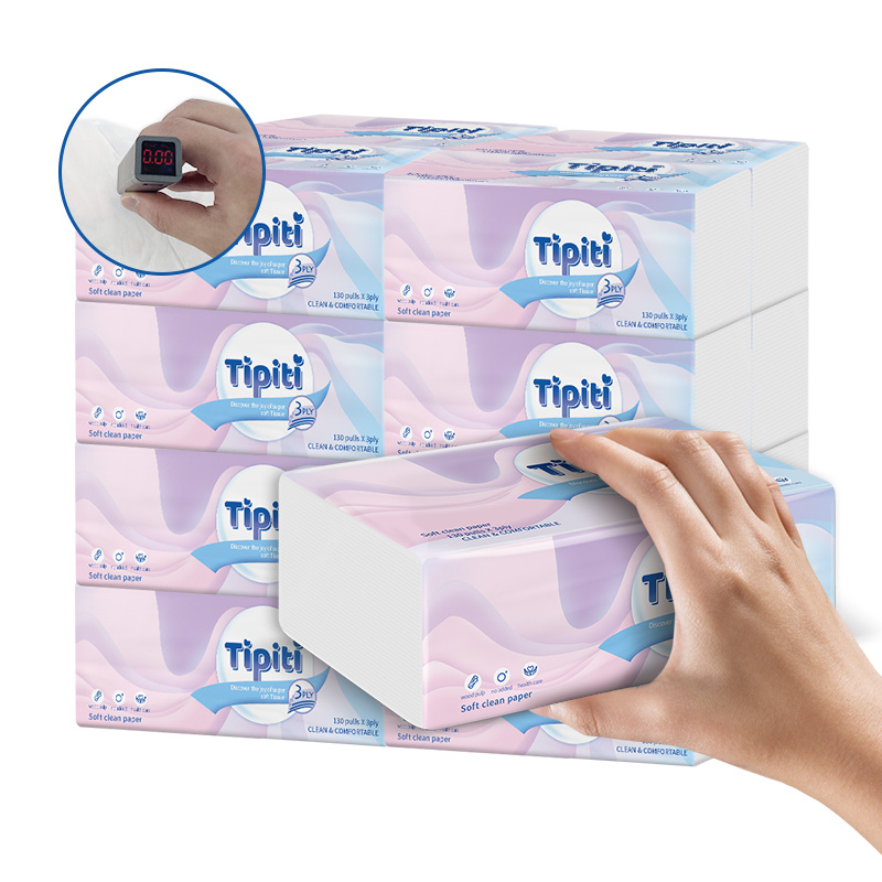 Free Sample Soft 3 Layer 390 Sheets China Tissue Paper Custom Unbleached Facial Tissue Paper