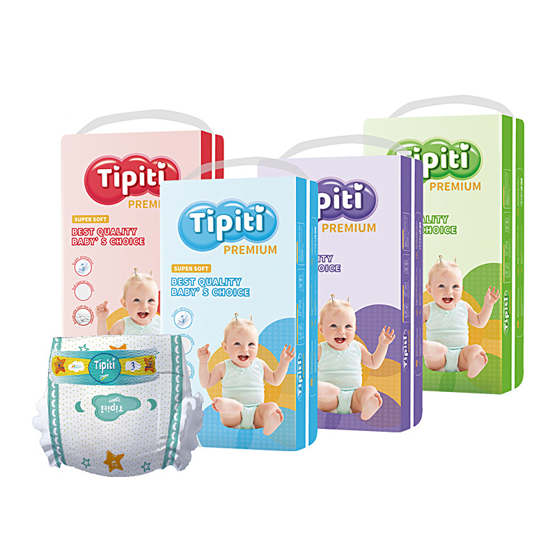 Manufacturer Stock Premium Softcare Diaper Nappy Printed Ultra Thin Baby Diaper for Day Use