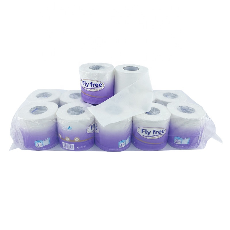 Wood Pulp White Tissue Roll Embossed Low Price Soft 3ply 390 Sheets Home Use Bathroom Toilet Paper