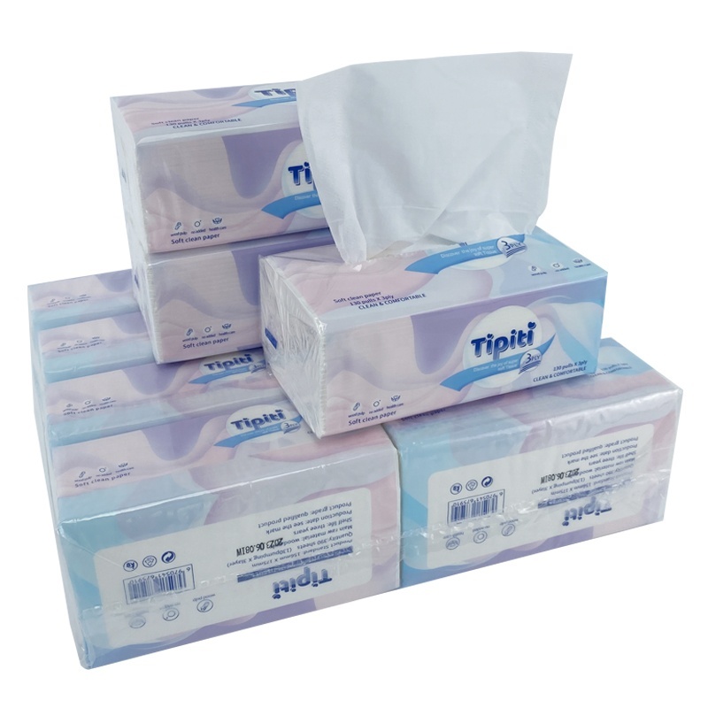 3 Ply Virgin Wood Pulp Wholesale Free Sample Ultra Soft Package Facial Tissue Paper