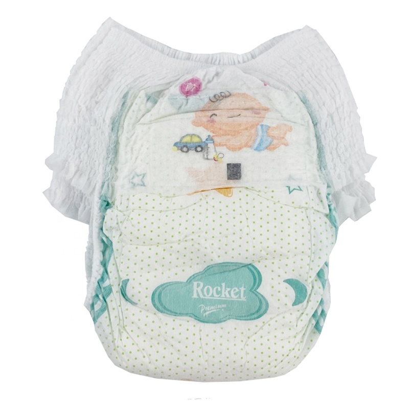 Good Quality Cloth Like Backsheet Disposable Baby Pants Diaper for Babies in Stocks
