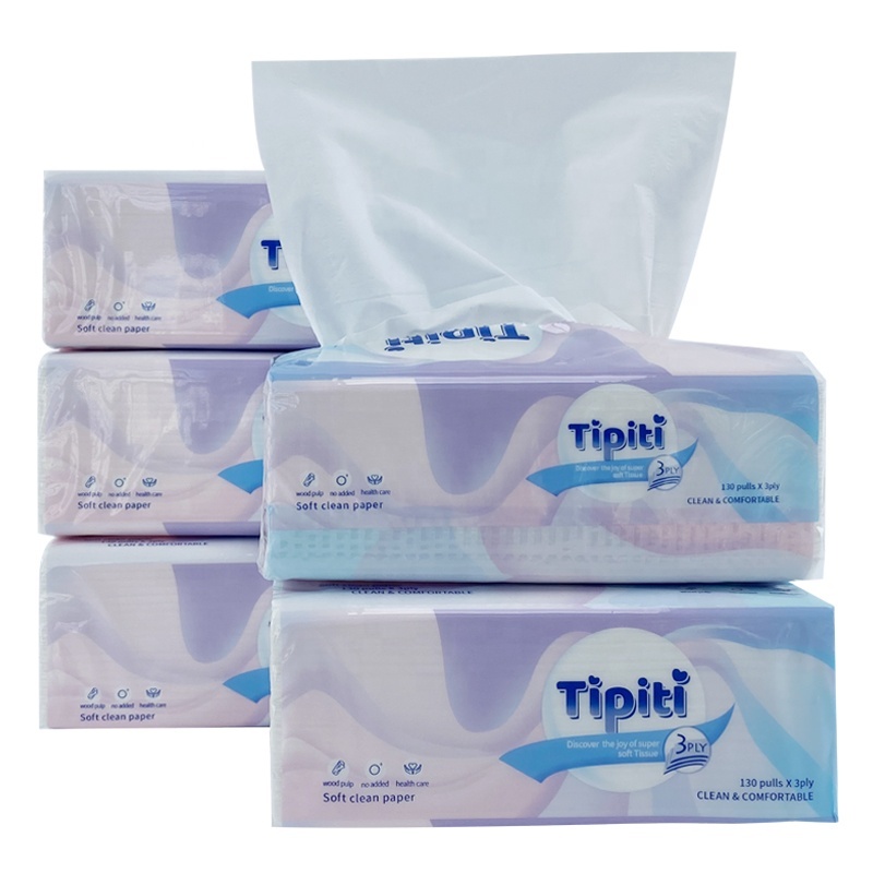 Factory Wholesale Bulk Super Soft Virgin Wood Pulp 3 Ply Facial Tissue Paper for Home