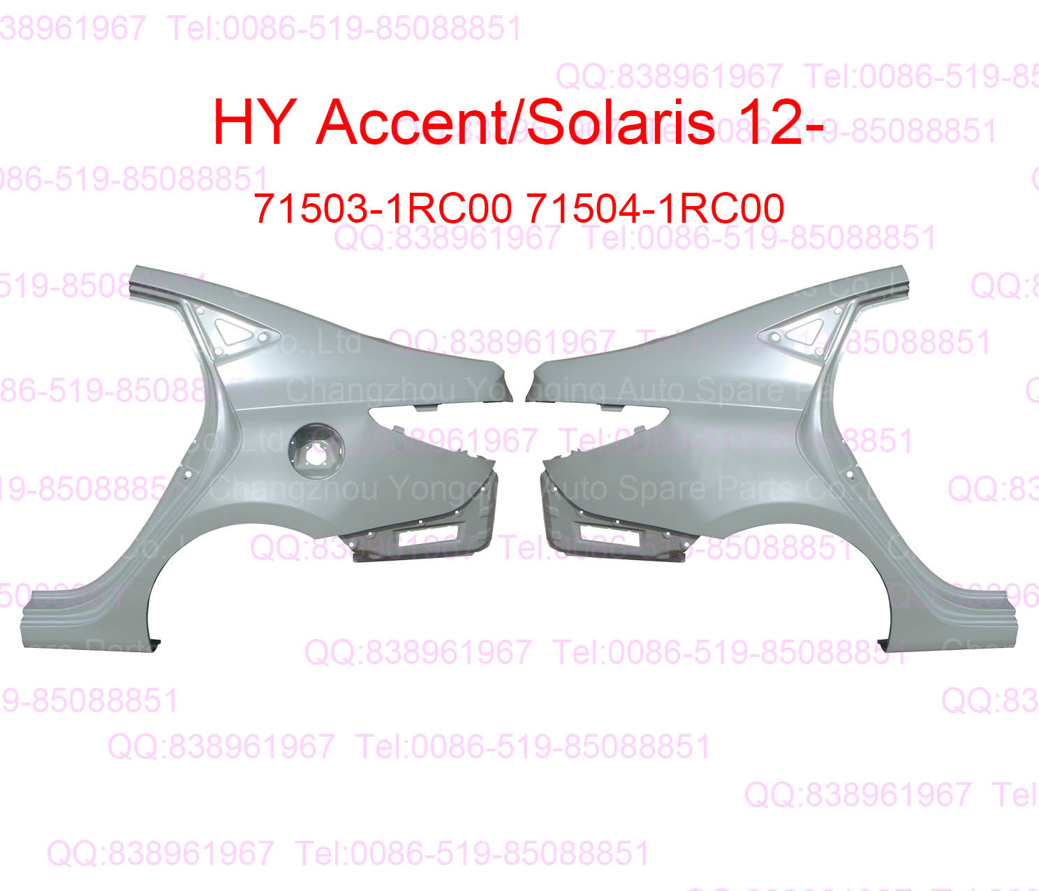 HY Accent 12- 71503-1RC00 71504-1RC00 rear fender