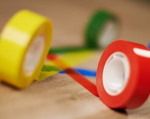 Adhesive tape, rubber roller