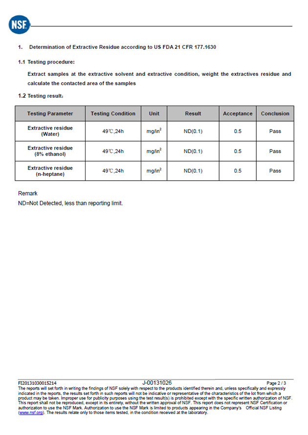 NSF test for Polyester Mesh