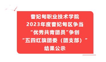 曹妃甸职业技术学院2023年度曹妃甸区争当“优秀共青团员”争创“五四红旗团委（团支部）”结果公示