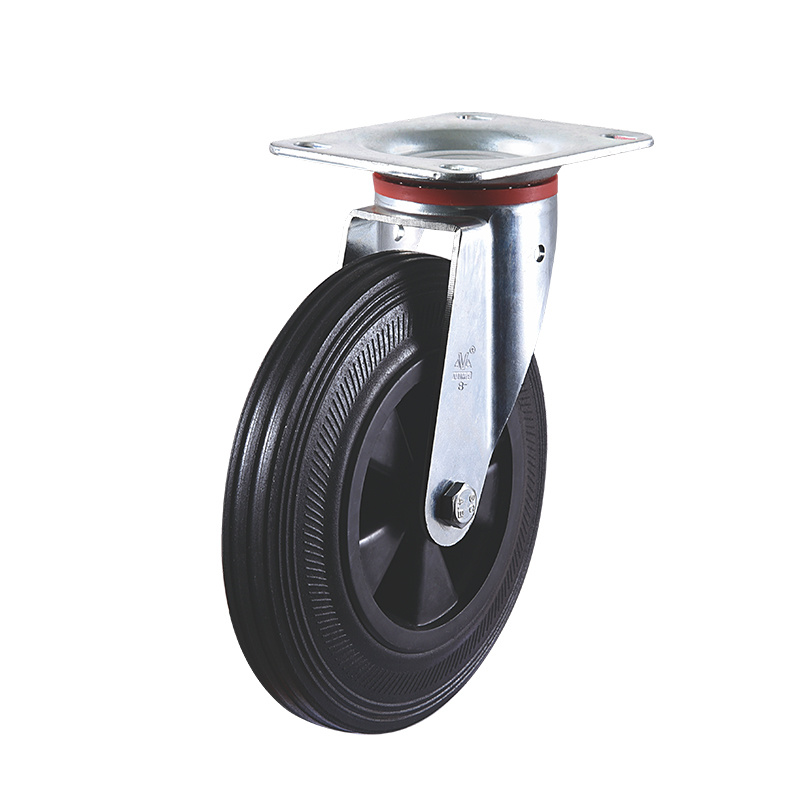 VIMA Black 8Inch Rubber PP Waste Bin Caster