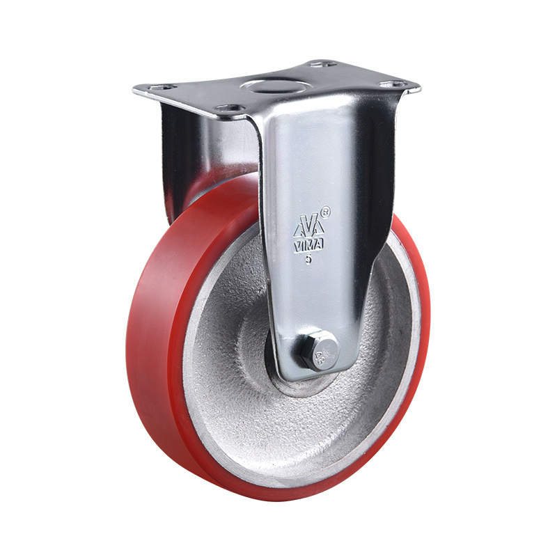 VIMA Red 3Inch to 5Inch PU Iron Medium Duty Caster