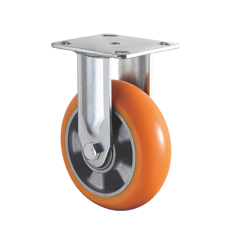 VIMA Orange 4Inch to 8Inch Fixed PU Aluminum Heavy Duty Caster