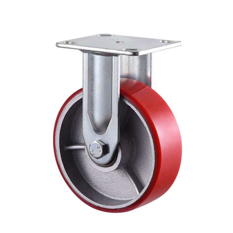 Rueda giratoria de servicio pesado VIMA Red Wide Side de 4 a 8 pulgadas de PU y hierro