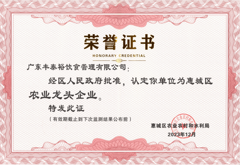喜訊傳遞！我司榮獲“惠州市惠城區(qū)龍頭企業(yè)”殊榮