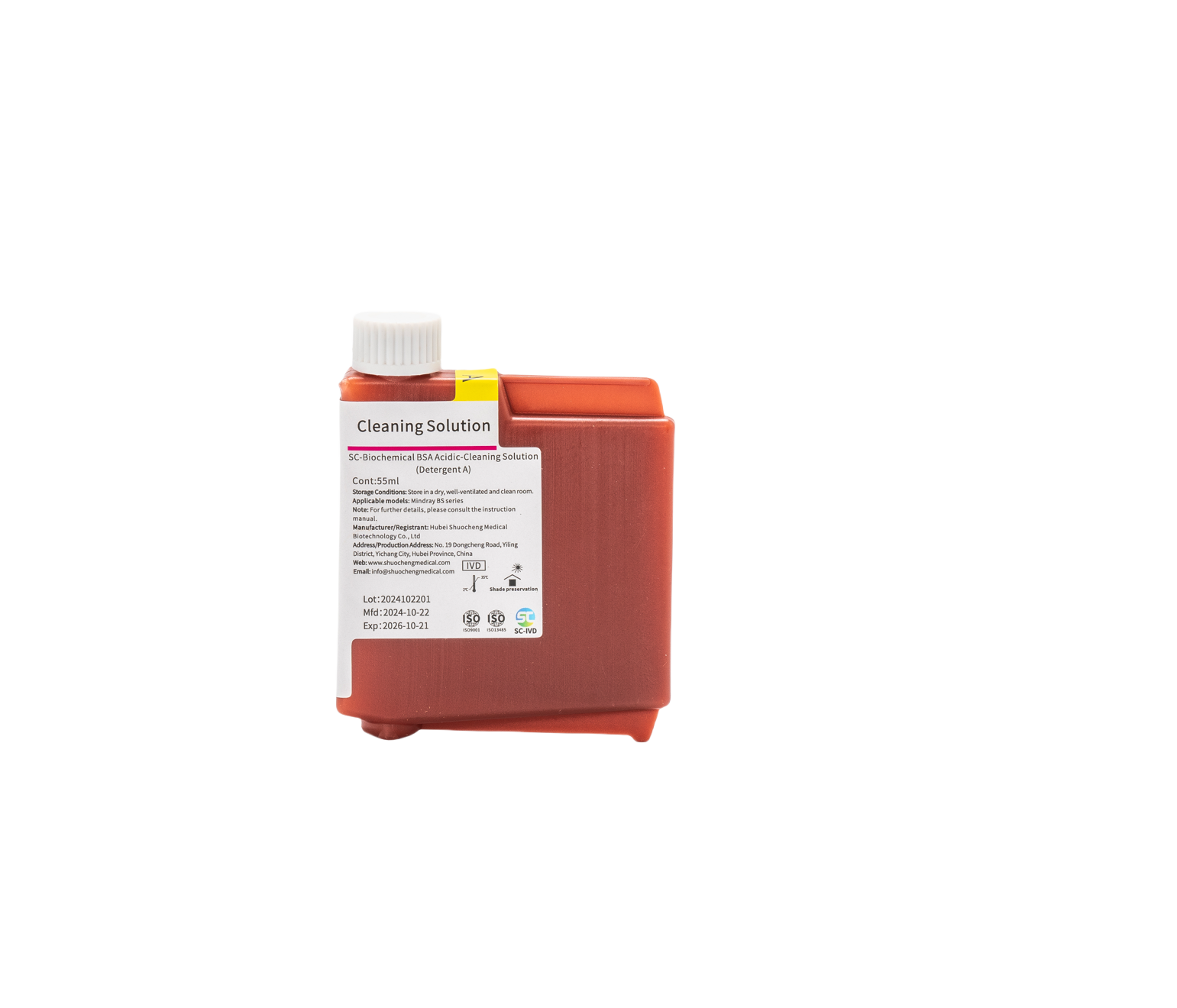 Acidic cleaning solution applicable to Mindray biochemical analyzer BS series.