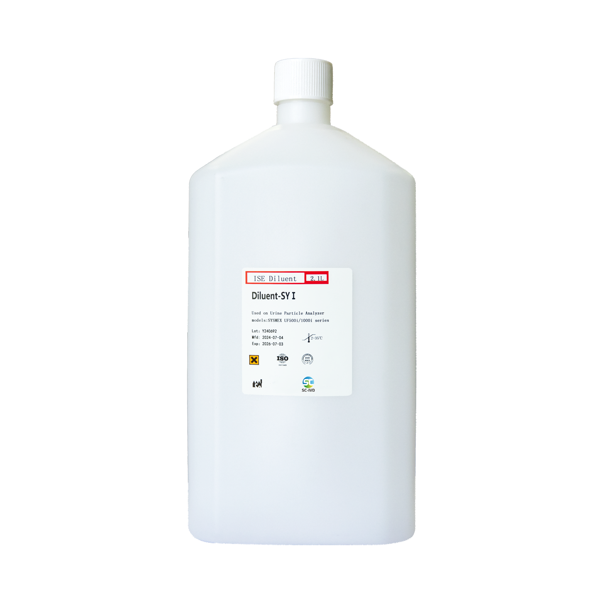ISE Diluent- SYⅠDiluição de amostra- Diluição do canal de sedimento para o Analisador de Partículas de Urina Sysmex UF500i/1000i