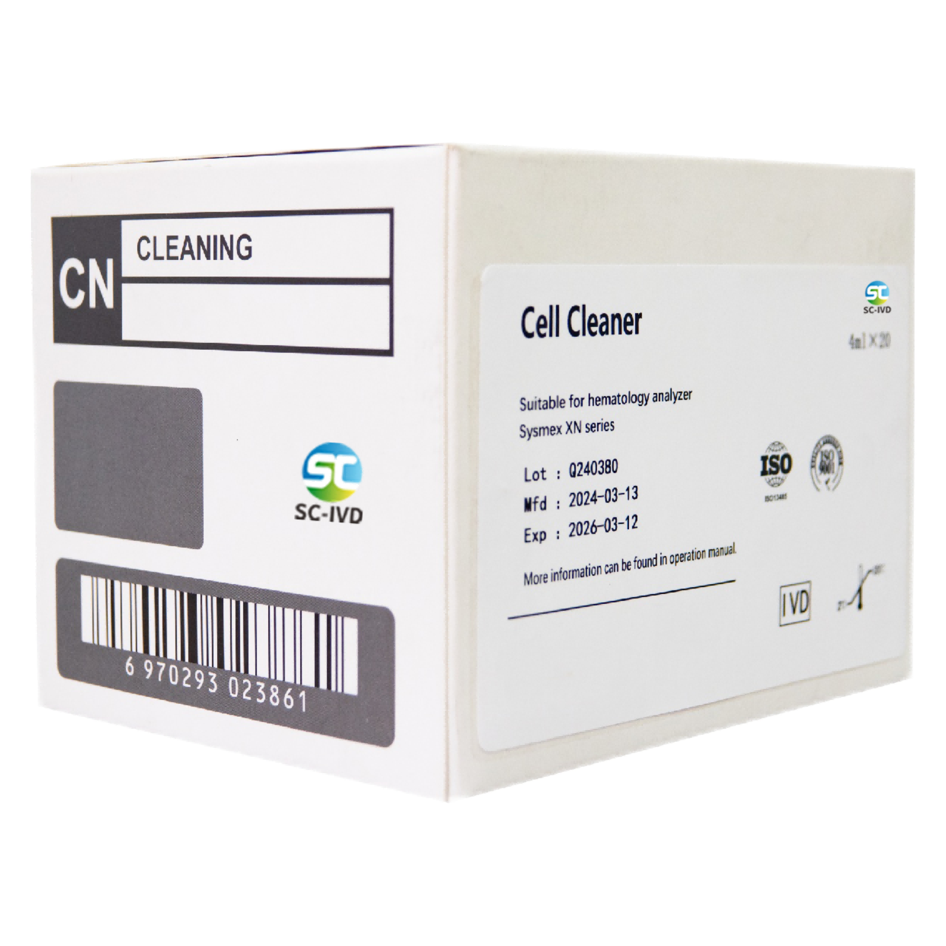Compatible on Analyzer Sysmex Hematology Reagents with closed system Cleaning Solution