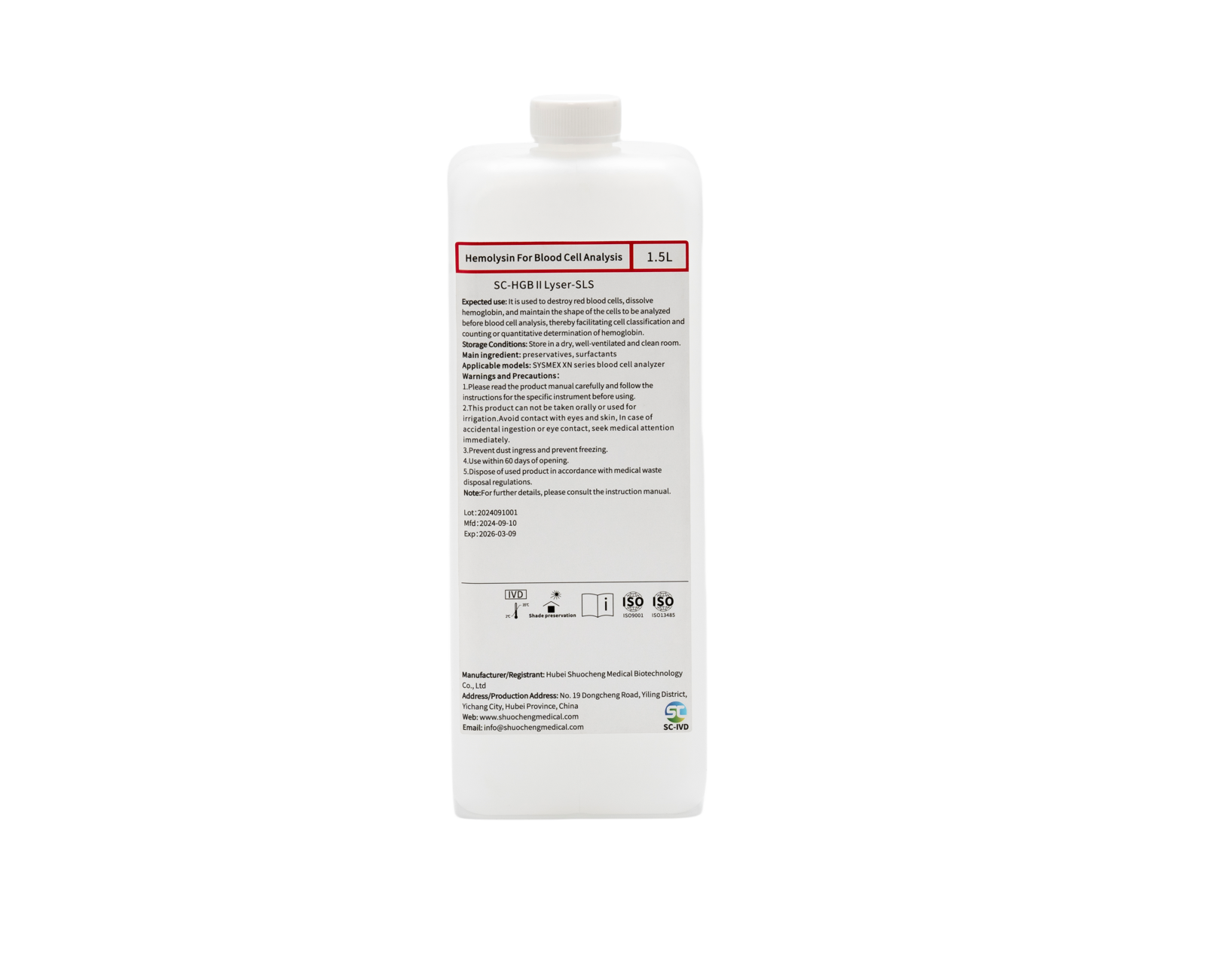SC-HGB II Lyse（Lysercell SLS) Compatible with  Sysmex 5 part hematology analyzer xn series