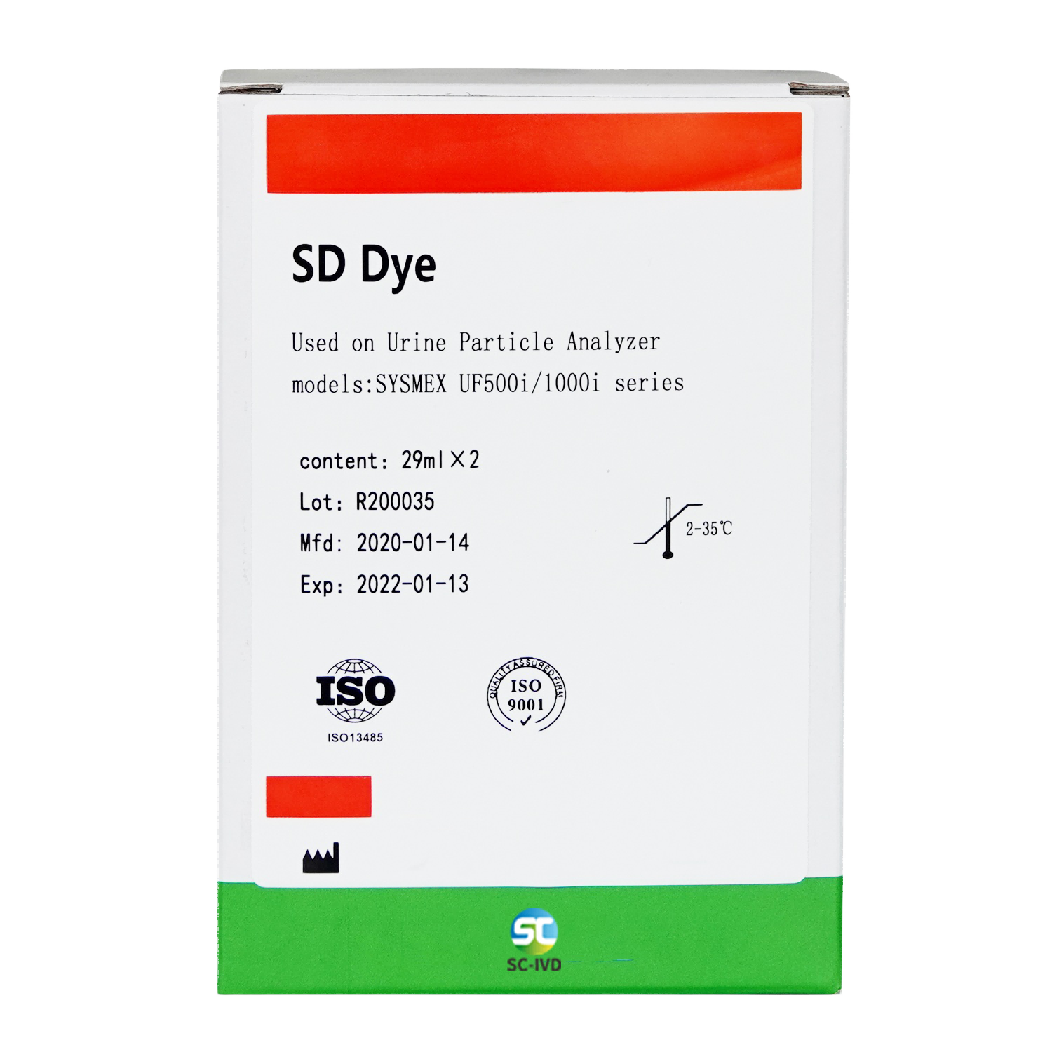 Solução de coloração de urina - Solução de coloração de sedimentos para o Analisador de Partículas de Urina Sysmex UF500i/1000i