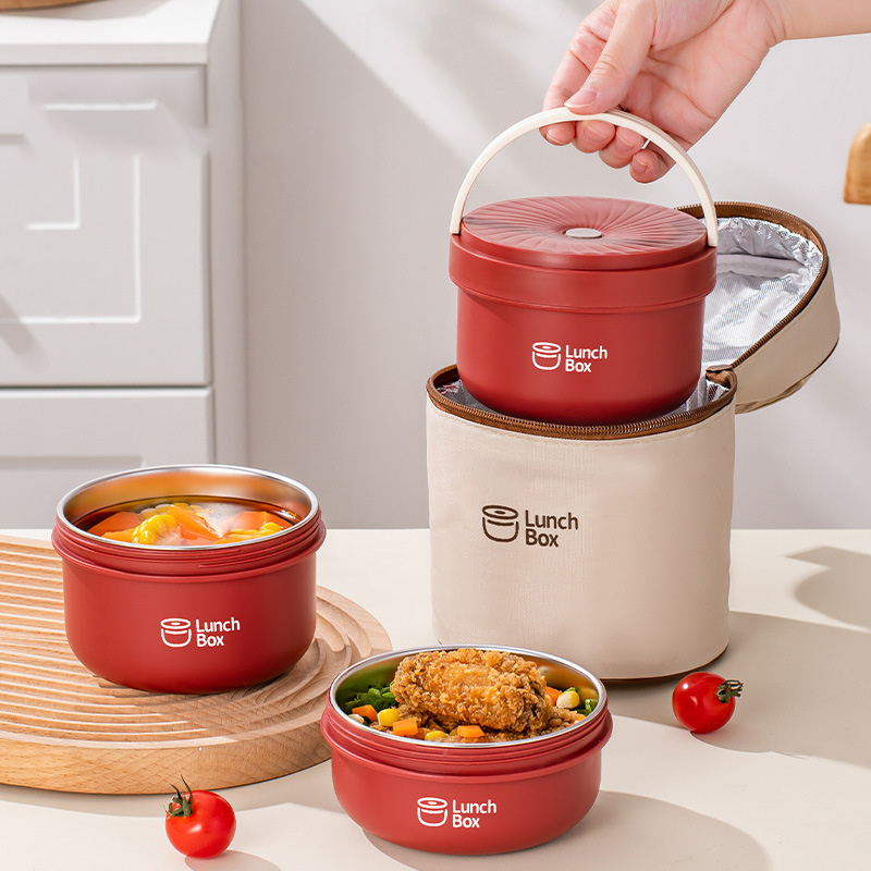 Cylindrical double-layer insulated lunch box