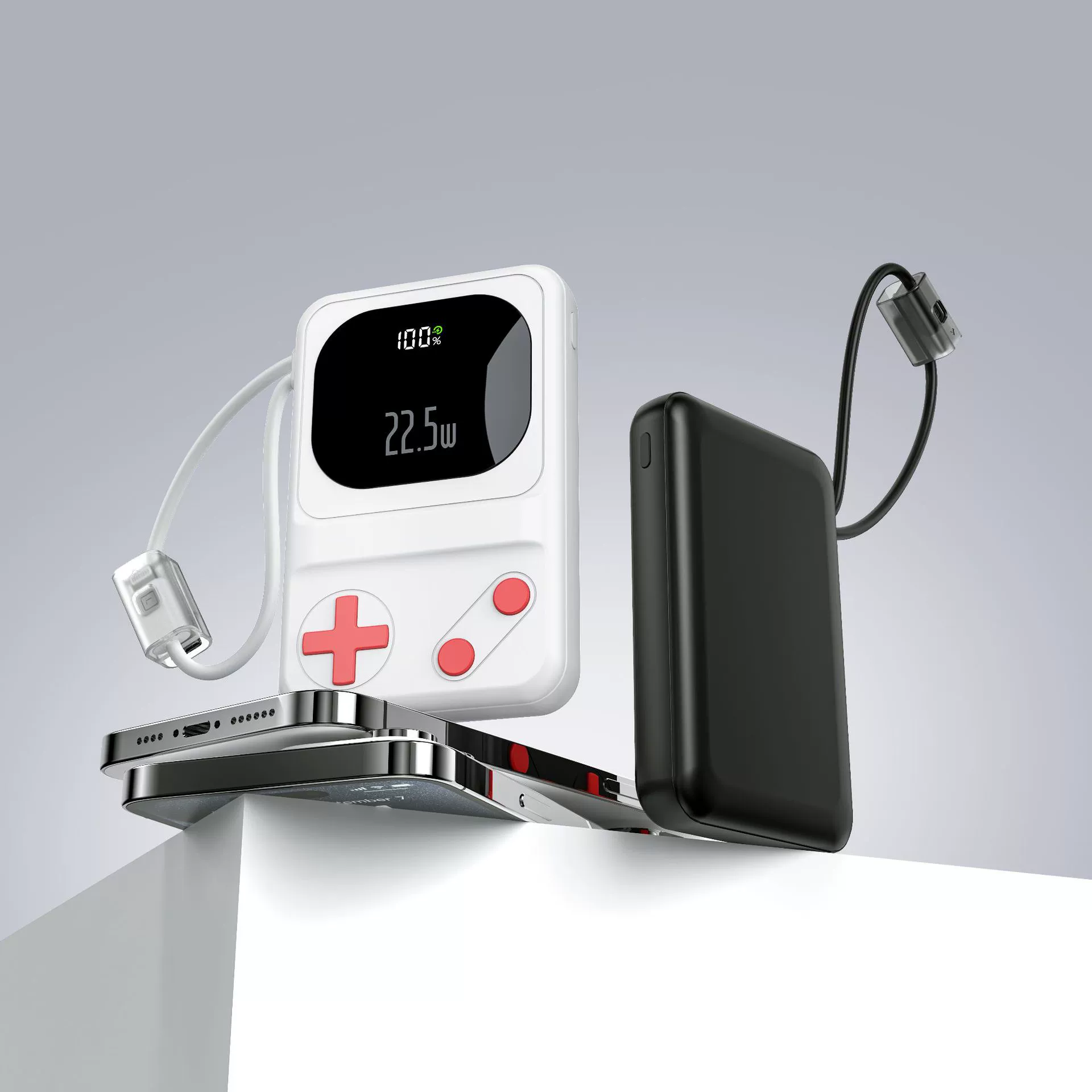 自帶線快充大容量移動電源