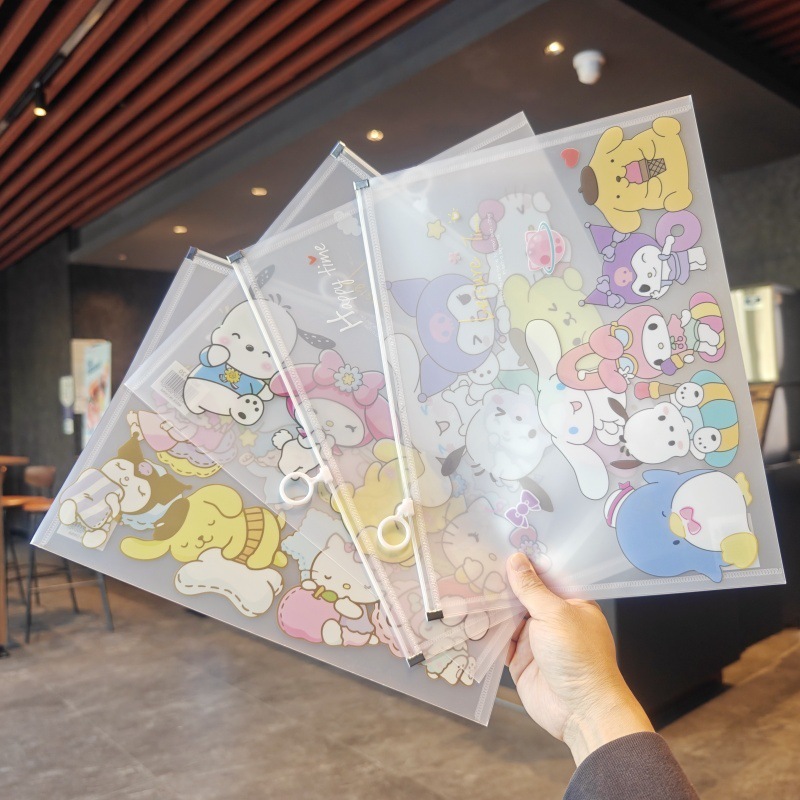 Cartoon translucent zipper file bag