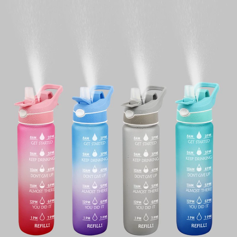 Frosted gradient spray water bottle