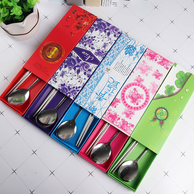 Blue and white porcelain stainless steel tableware set