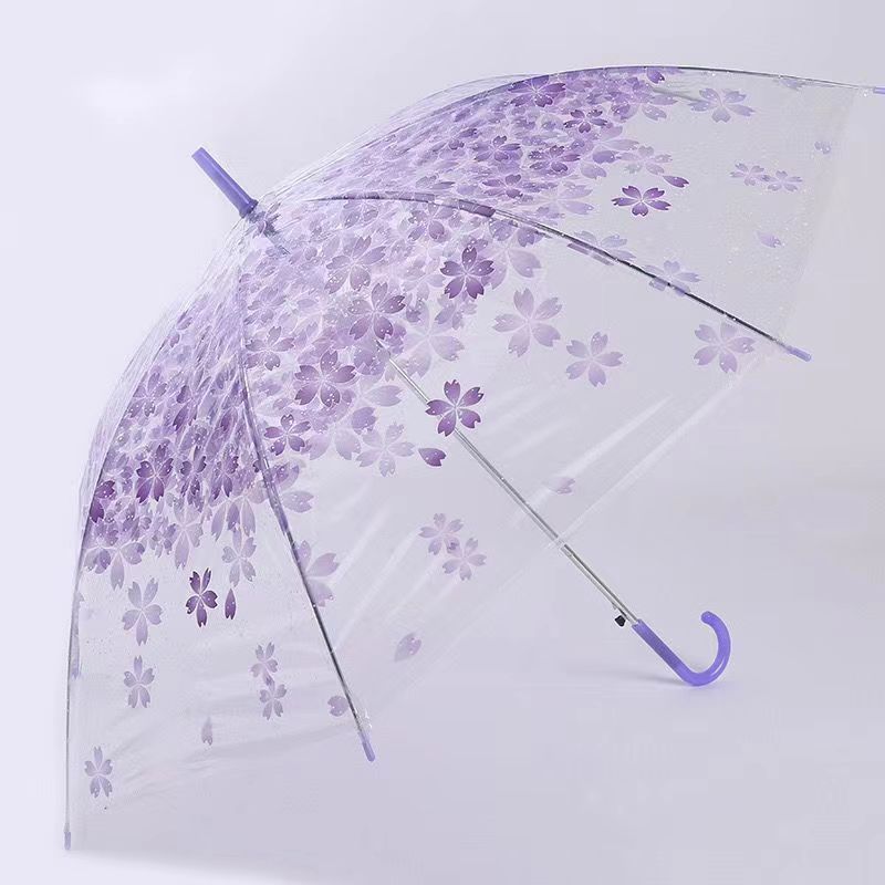 櫻花透明長柄雨傘