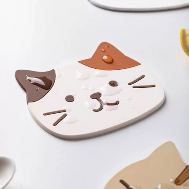 创意卡通猫咪硅胶杯垫
