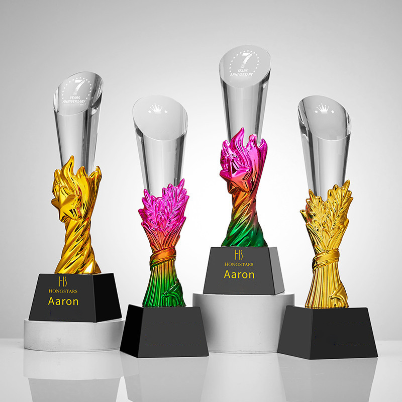 Metal resin crystal trophy