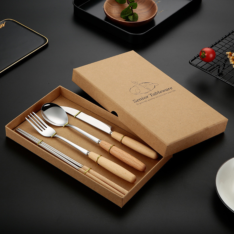 304 Japanese-style wooden handle tableware