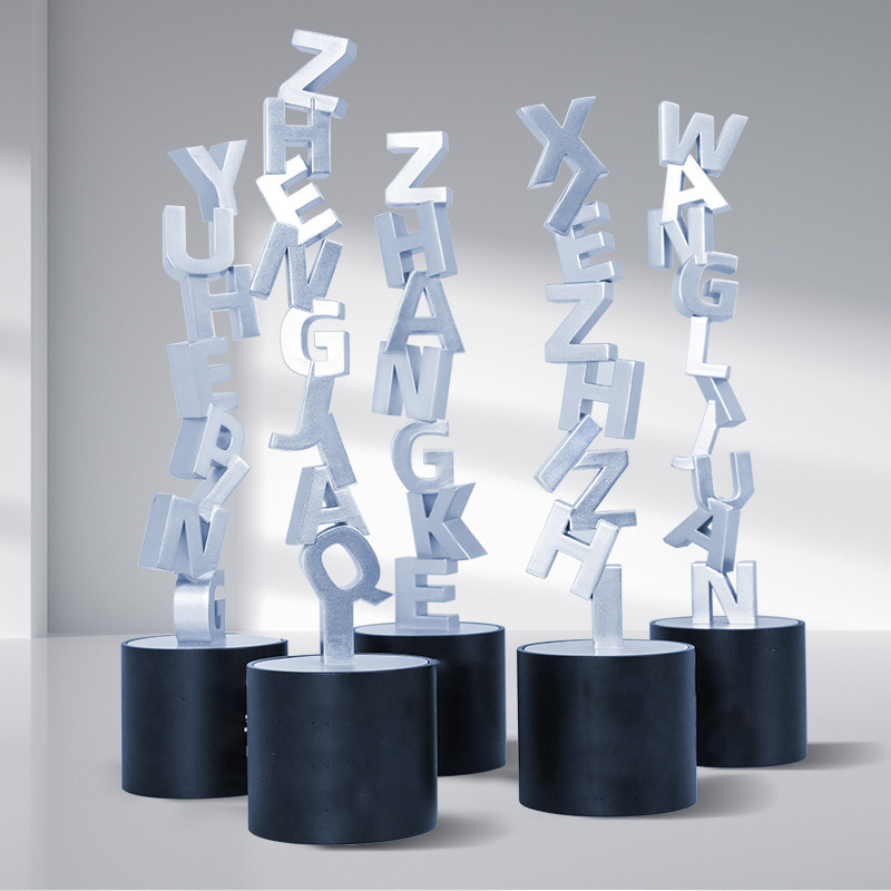 Personalized letter metal trophy