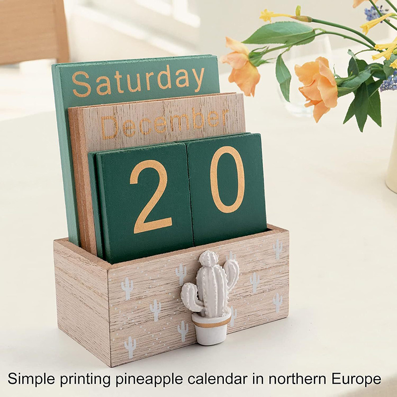 Vintage Solid Wood Perpetual Calendar