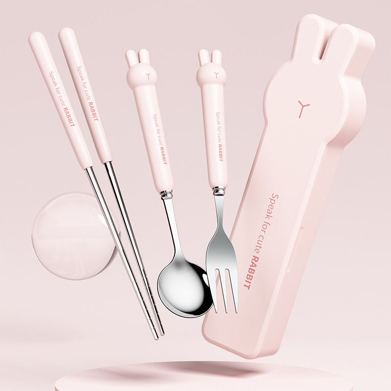 Cartoon-shaped 304 stainless steel tableware set