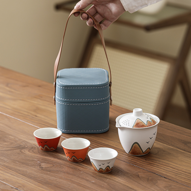 Chinese style ceramic tea set gift box
