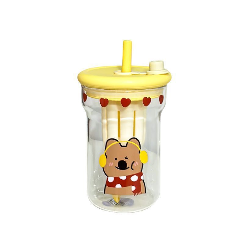 Cartoon double-layer water cup with lid