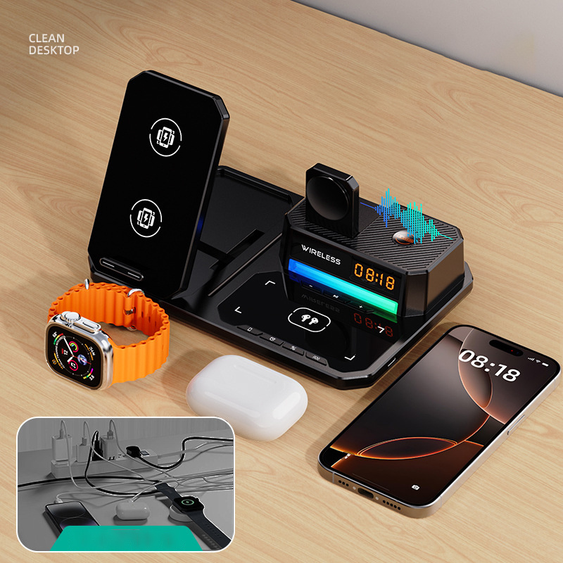 Multifunctional wireless charger with clock