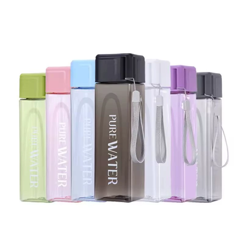 Portable square plastic water bottle