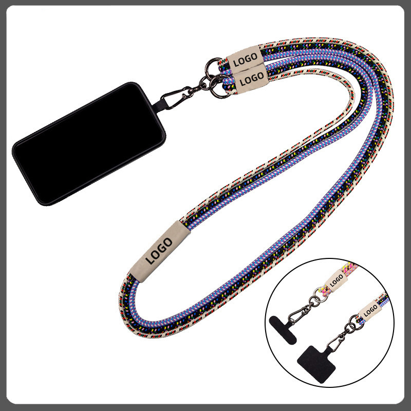 Woven multi-strand round rope mobile phone lanyard