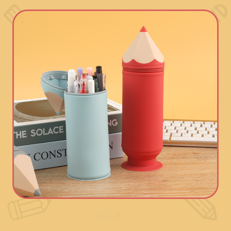 Pencil-shaped silicone pen holder