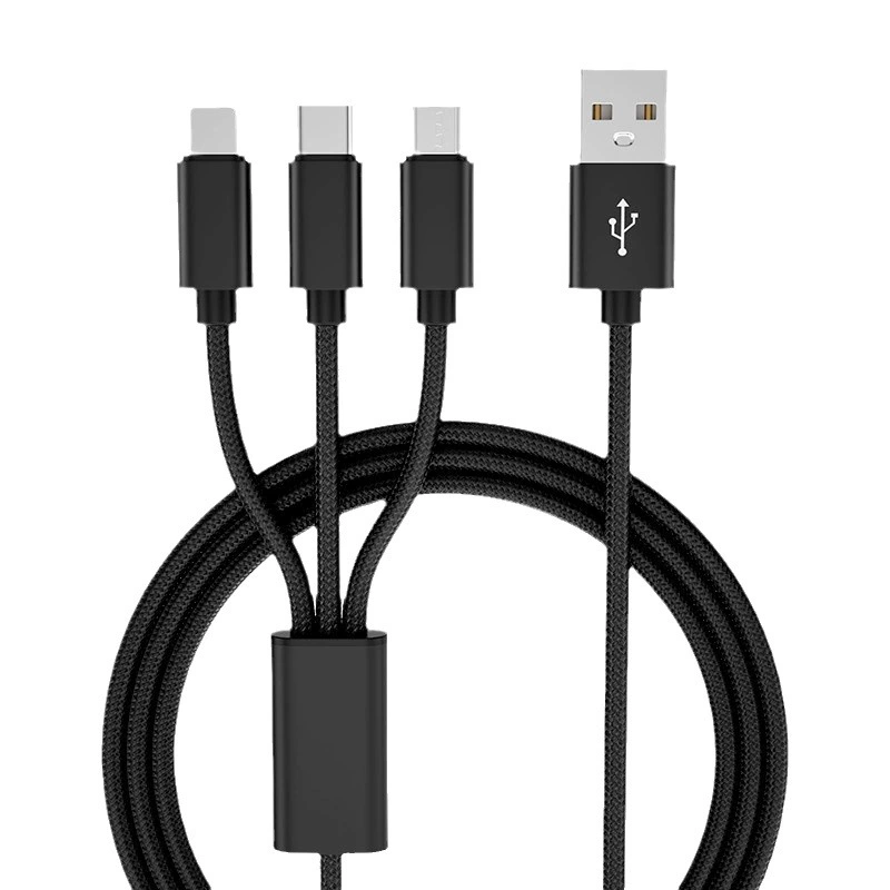 尼龍編織一拖三充電傳輸線