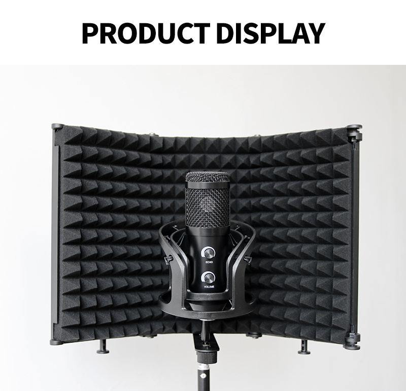 A31P Professional Microphone Noise Reduction Soundproof Screen Plastic Microphone Three-door Soundproof Cover