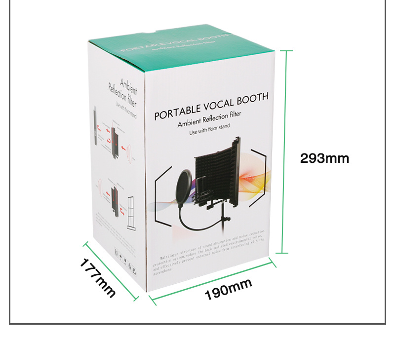 High Quality Five Doors Plastic Recording Studio Microphone Plastic Sound Enclosure