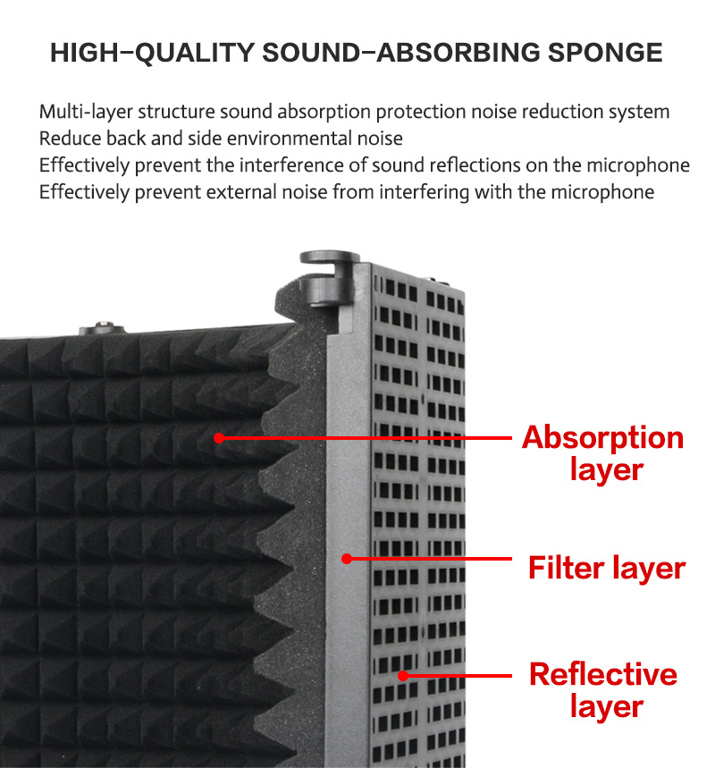 High Quality Five Doors Plastic Recording Studio Microphone Plastic Sound Enclosure