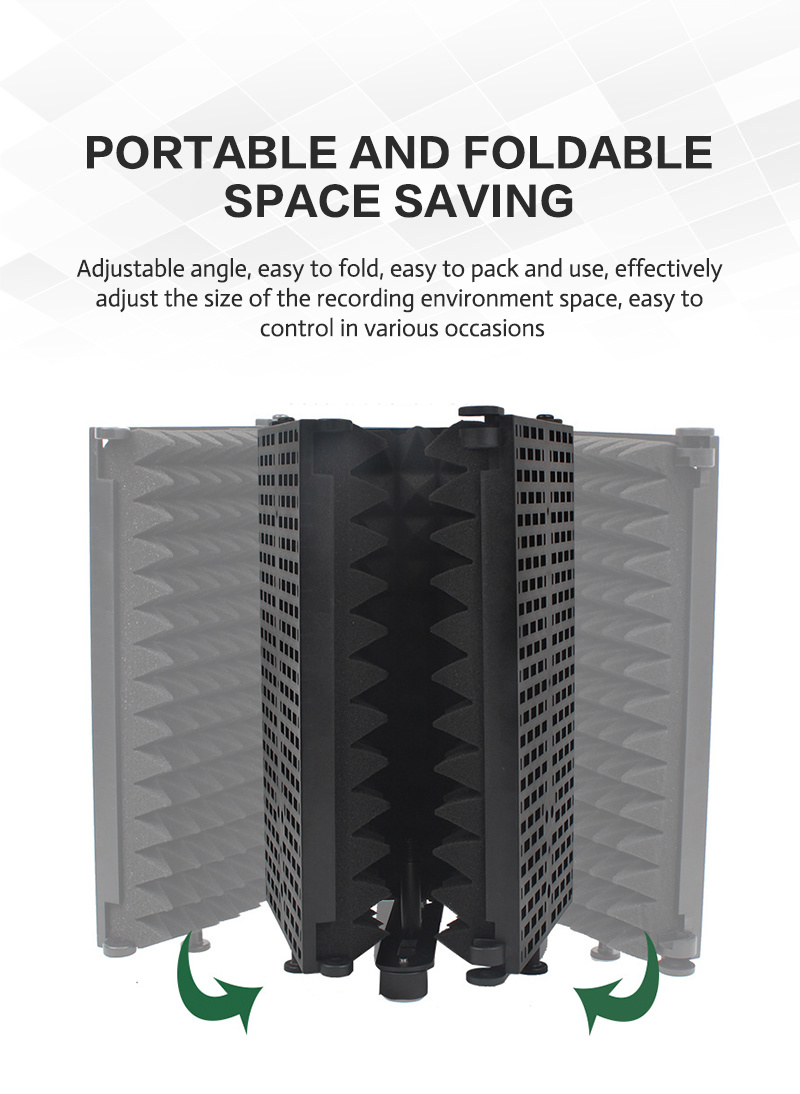 A31P Professional Microphone Noise Reduction Soundproof Screen Plastic Microphone Three-door Soundproof Cover