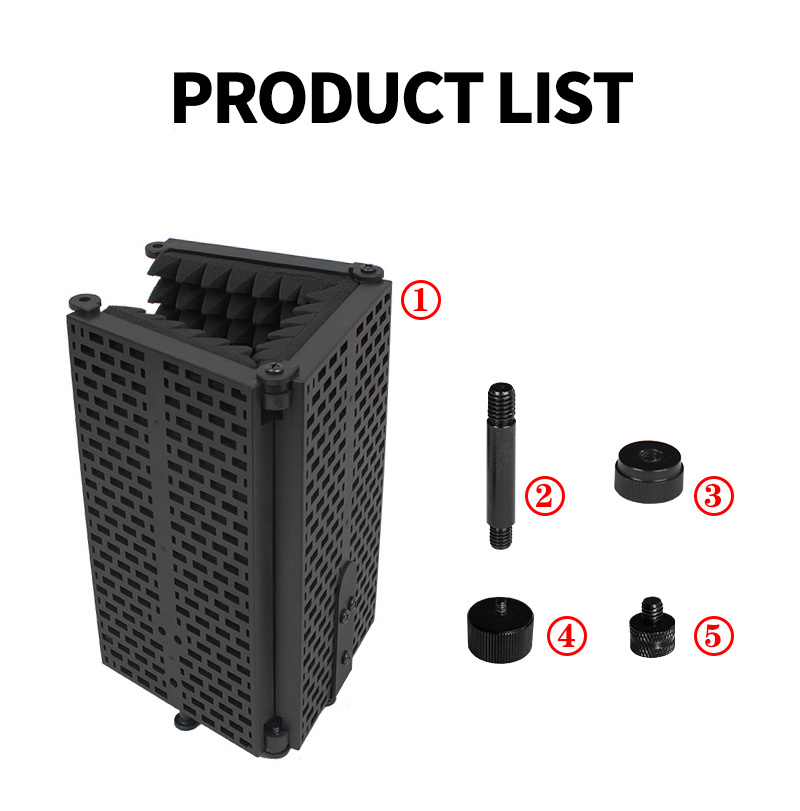 A31P Professional Microphone Noise Reduction Soundproof Screen Plastic Microphone Three-door Soundproof Cover