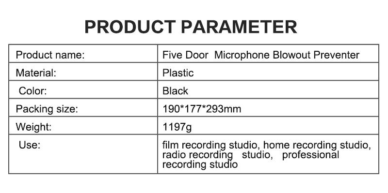 High Quality Five Doors Plastic Recording Studio Microphone Plastic Sound Enclosure