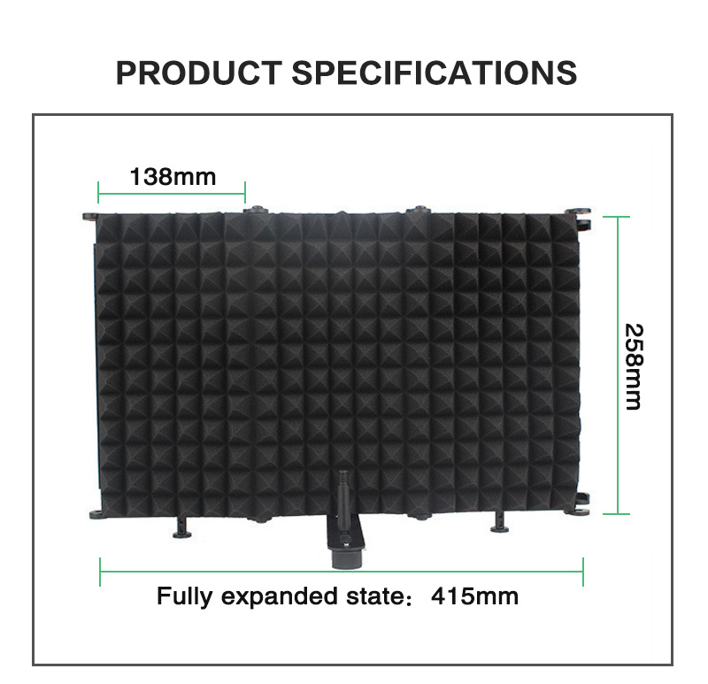A31P Professional Microphone Noise Reduction Soundproof Screen Plastic Microphone Three-door Soundproof Cover