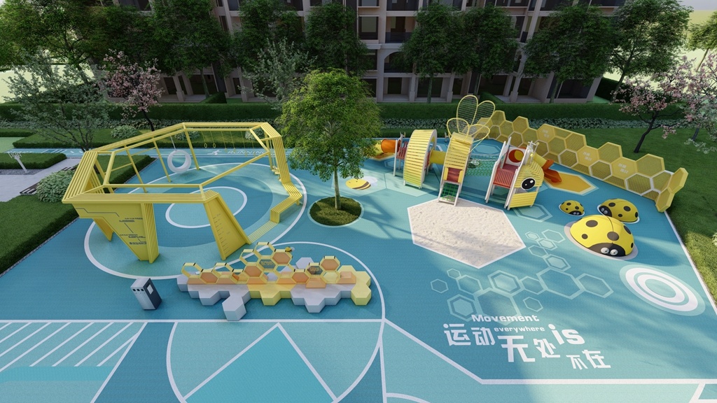 Community children bee park effect drawing