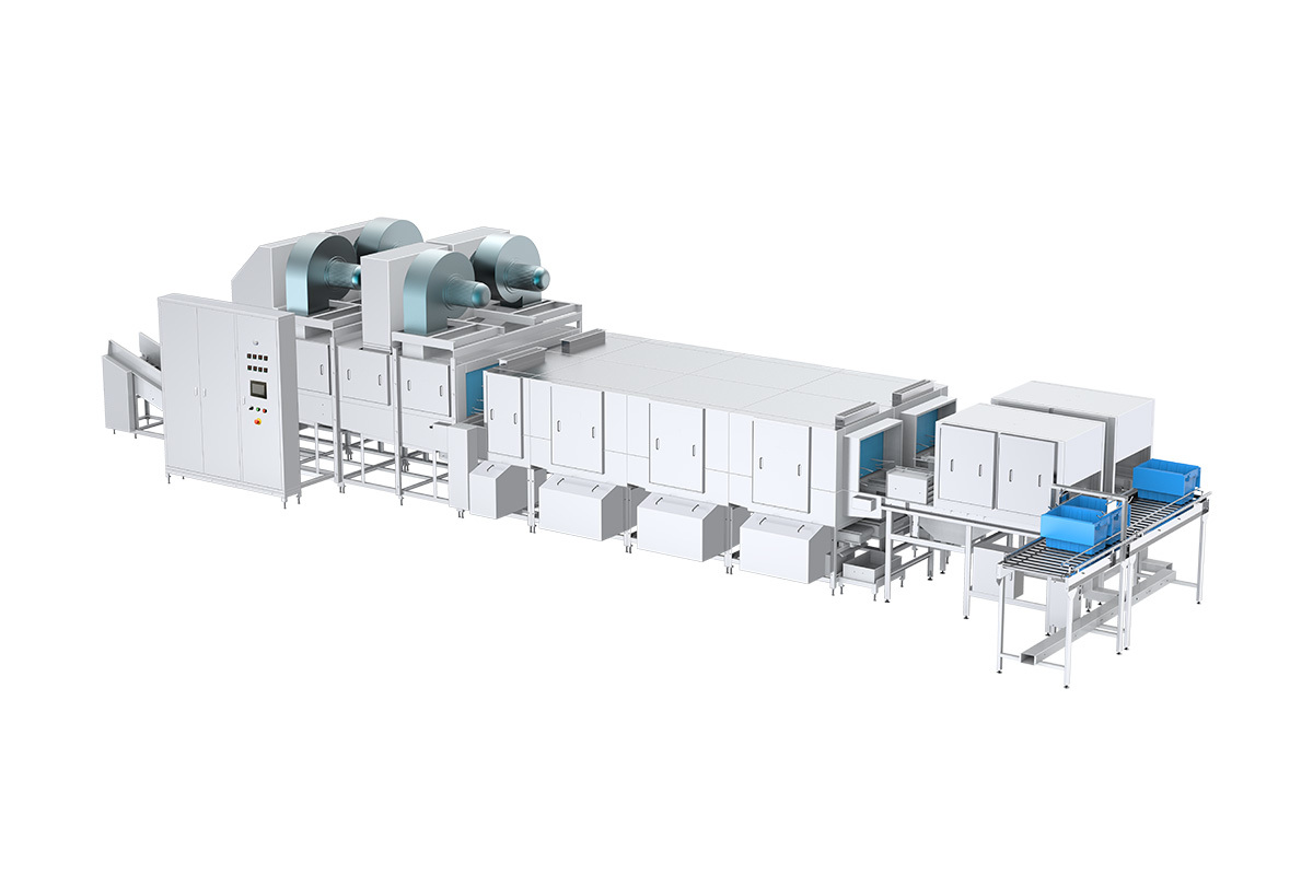 Double channel turnover basket washing equipment