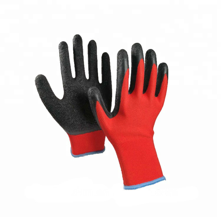 13 gauge polyester crinkle latex coated gloves construction safety work glove